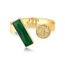 Bracelete Convicta - Drusa Ouro e Ágata Verde