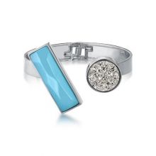 Bracelete Convicta - Drusa Platina e a Ágata Azul Céu